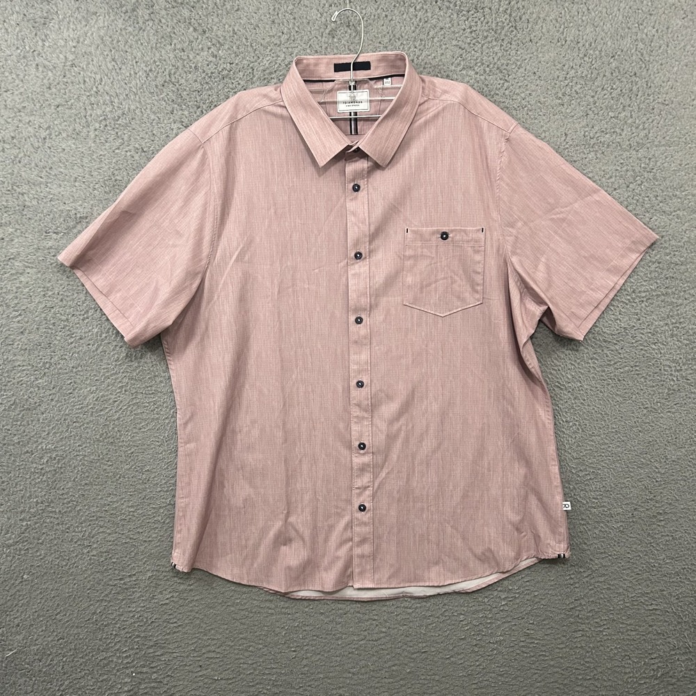 7 Diamonds Shirt Mens 2XL XXL Pink Red 4 Way Stretch Button Up Pockets Adult